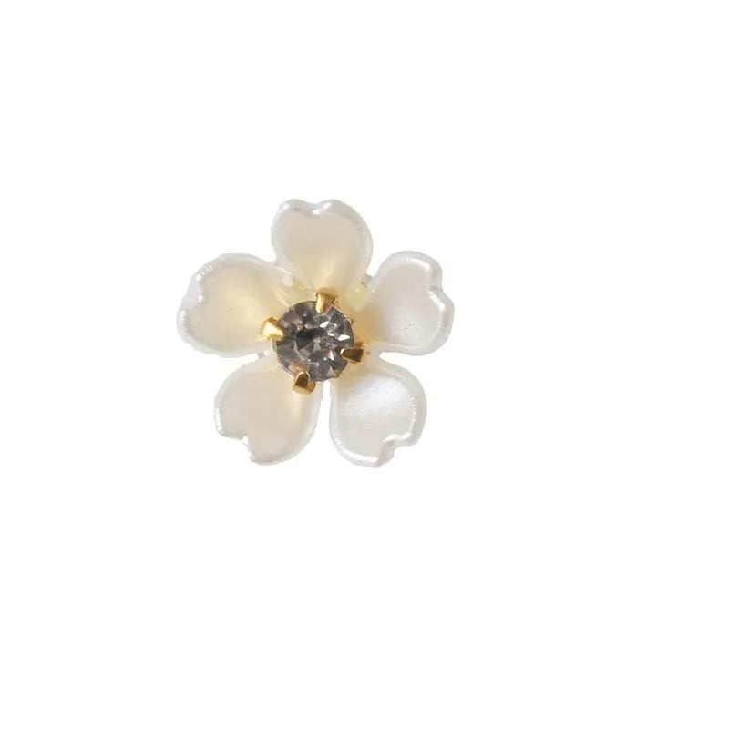 White Petal Rhinestone Hair Rings