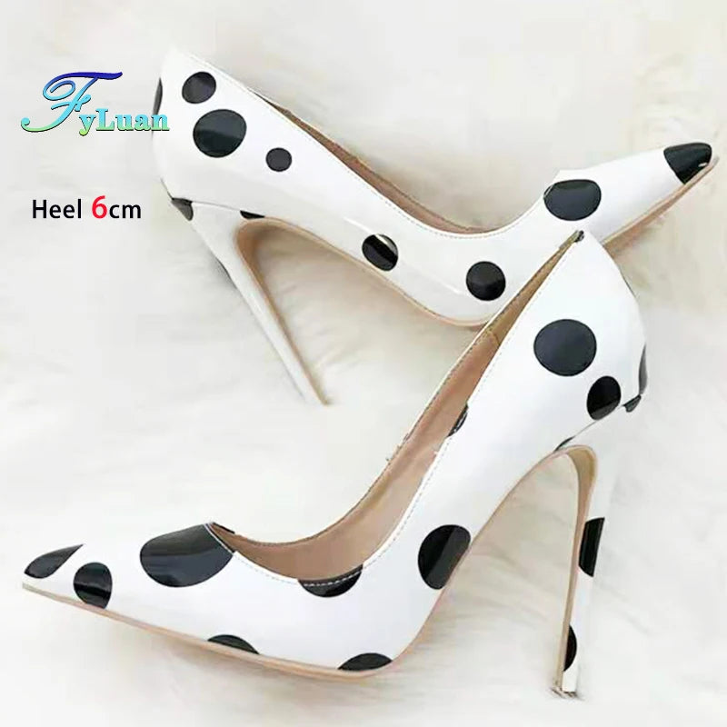 Polka Dot Pointed Toe High Heel Stiletto Pumps for Women