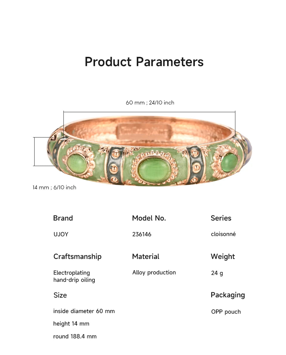 Colorful Enamel Bohemian Bangle Bracelet for Women