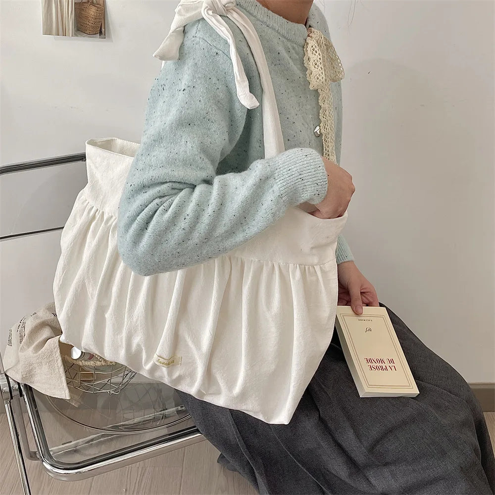 Casual Large Capacity Belted Canvas Tote Bag for Women