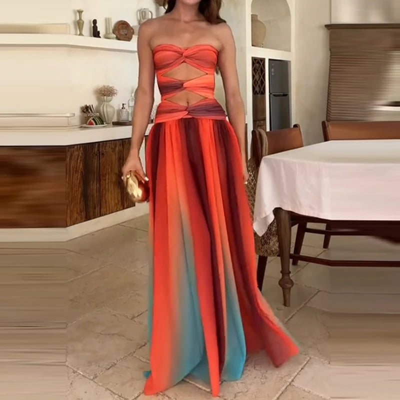One Shoulder Gradient Evening Dress