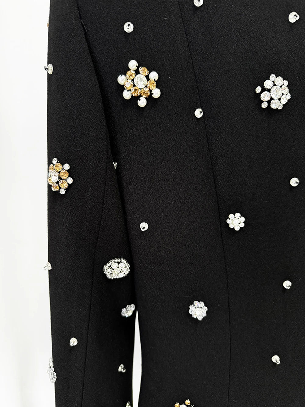 Modphy High-Quality Shiny Diamond Bead Slim Formal Maxi Dress Women'S Long Sleeved O-Neck Elegant Celebrity Evening Runway Gowns