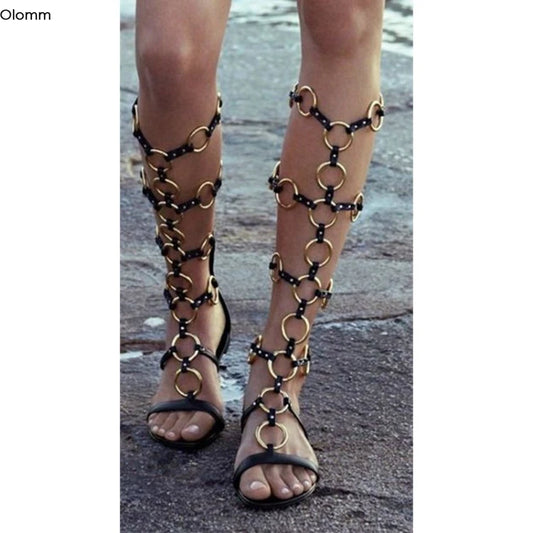 Black Side Zip Gladiator Sandals