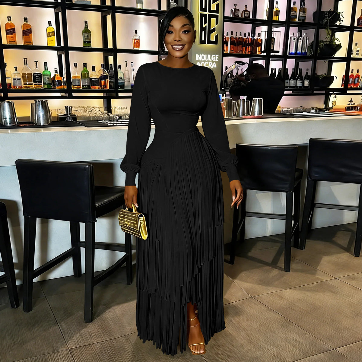 Elegant Long Sleeve African Dashiki Maxi Dress for Women