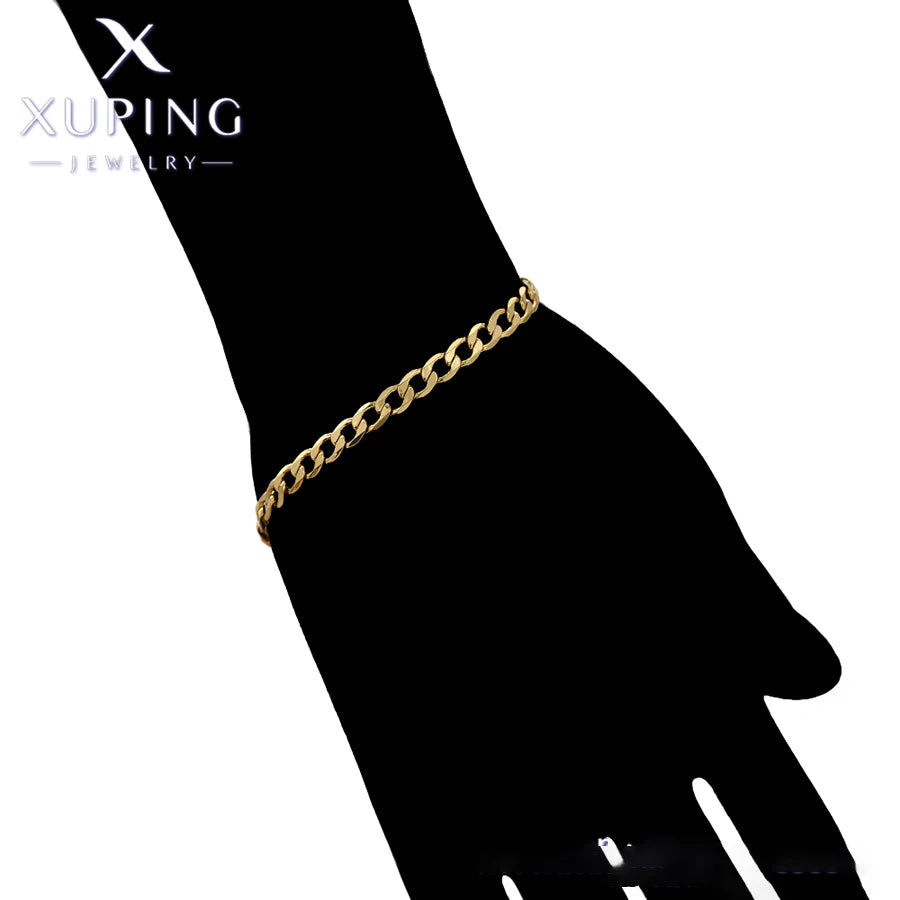 Gold Tone Ethnic Link Chain Bracelet