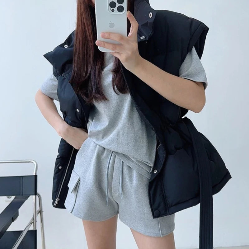 Warm Casual Lace-Up Thick Cotton Padded Vest for Women
