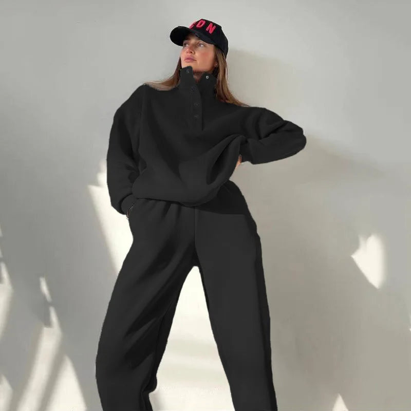 Oversized Warm Casual Hoodie and Long Pants Set for Women