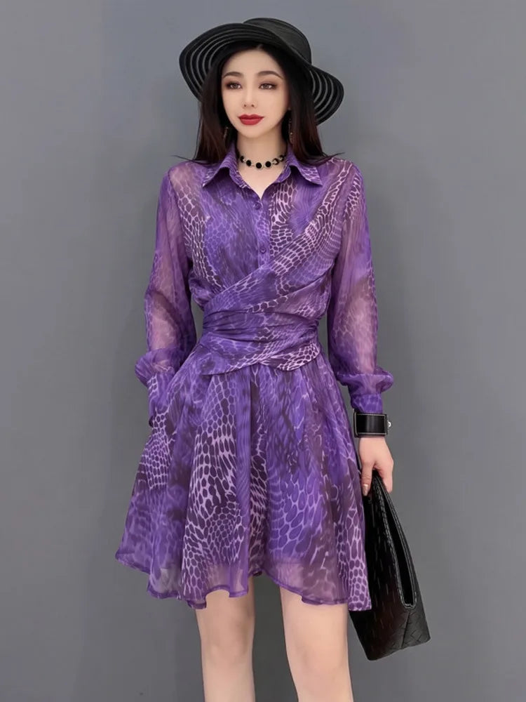 Long Sleeve Shirt And Mini Skirt Set