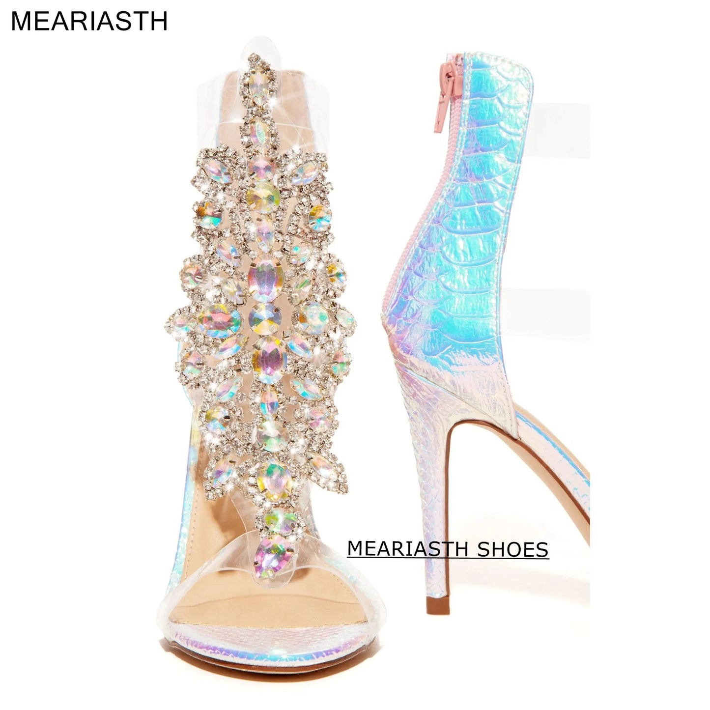 Elegant Crystal Strap Suede Stiletto Sandals for Women
