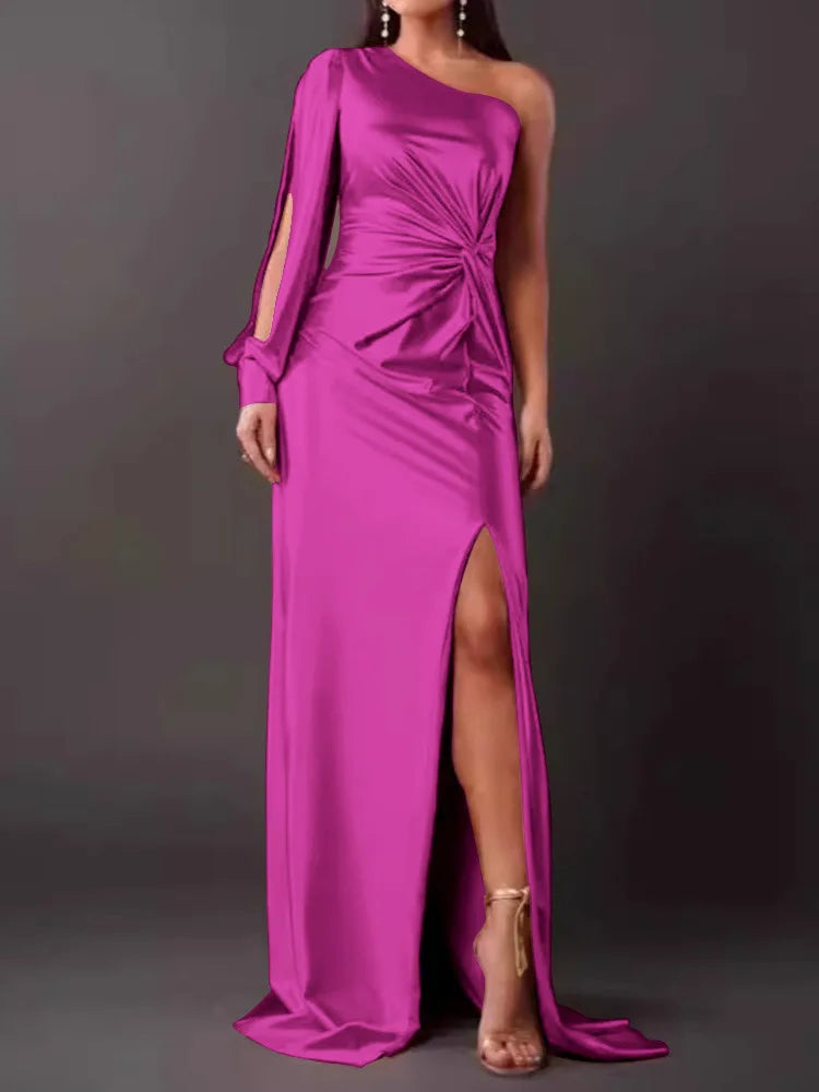 Elegant One Shoulder Backless Maxi Dress for Women
