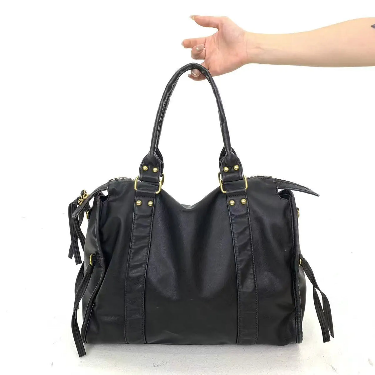 Retro Multi-Pocket Motorcycle Shoulder Bag for Women