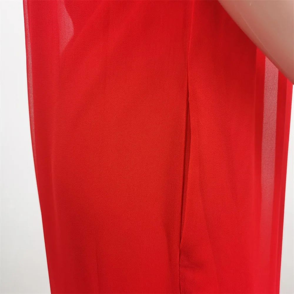 Loose Fit Solid Color Chiffon Ankle Length Jumpsuit for Women