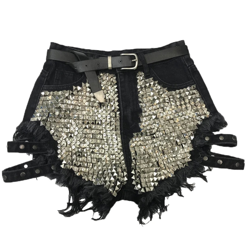 Relaxed Fit High Waisted Denim Shorts With Tassel Accents For Women