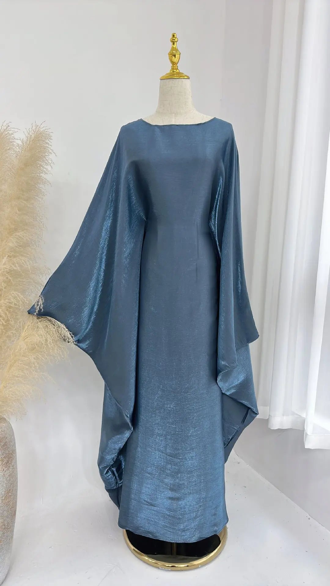 Shiny Loose Ankle-Length Kaftan Maxi Dress for Women