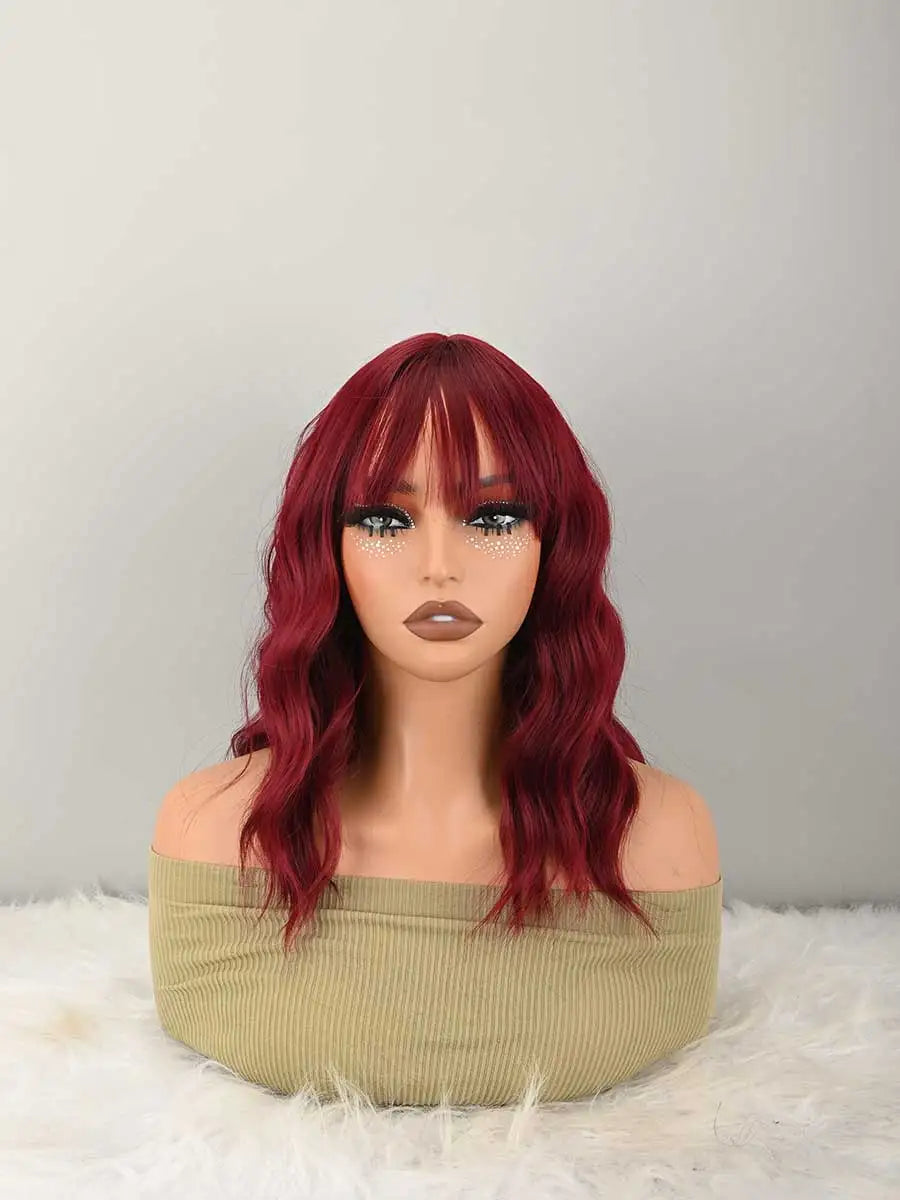 Soft Natural Curly Bob With Bangs Stylish Wig for Women