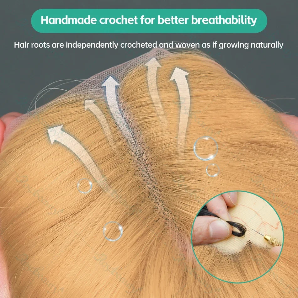 Honey Blonde Bone Straight Lace Front Human Hair Wig for Women