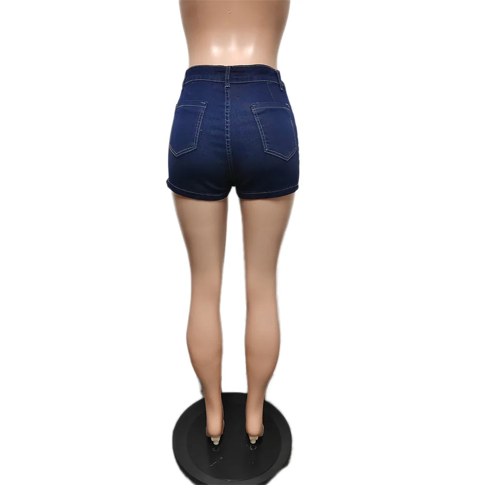 FAGADOER Y2k Denim Shorts Women Pleated Skirt Shorts Summer Stretchy Casual Shorts Retro 90s Fashion Streetwear Short Pants