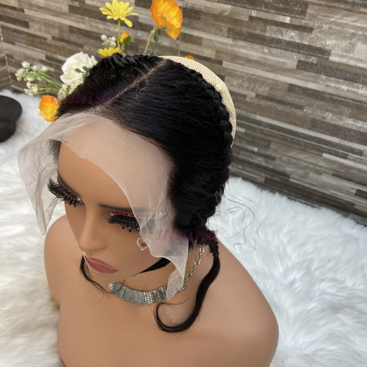 Braided Straight Lace Frontal Human Hair Wig for Women