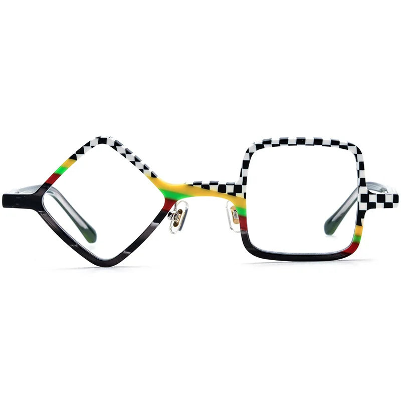 Frosted Patchwork Square Acetate Eyeglass Frames for Women