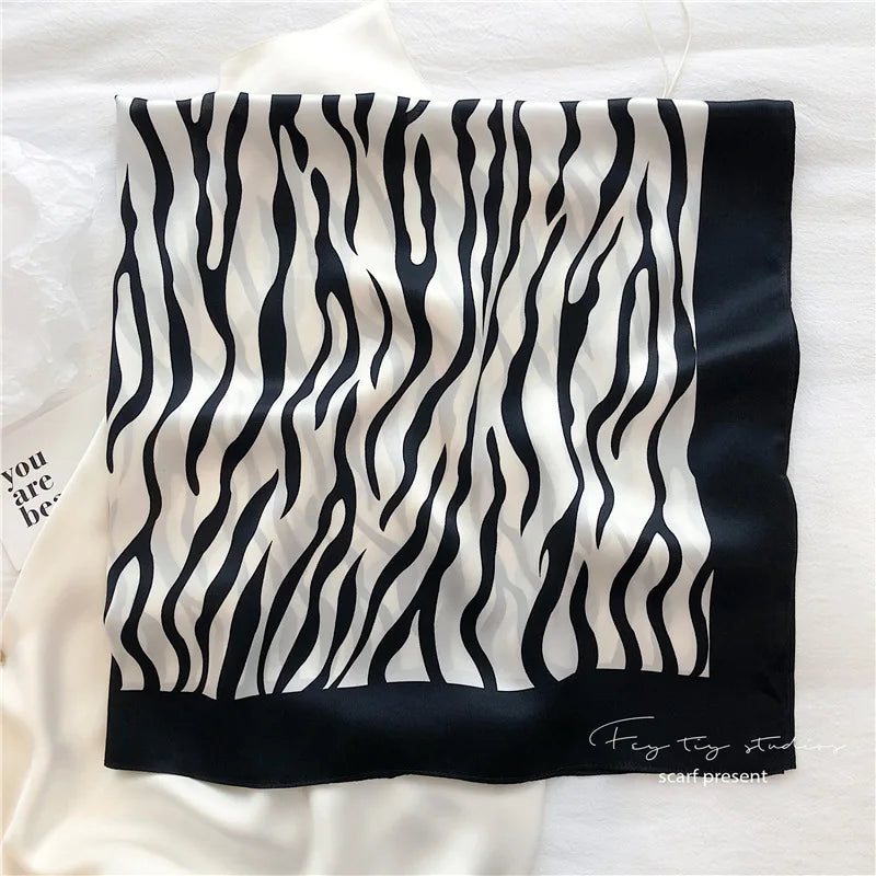 Elegant Art Gallery Style 100% Pure Silk Scarves For Women Soft Thin Striped Mulberry Silk Square Scarf Versatile For Spring Sum
