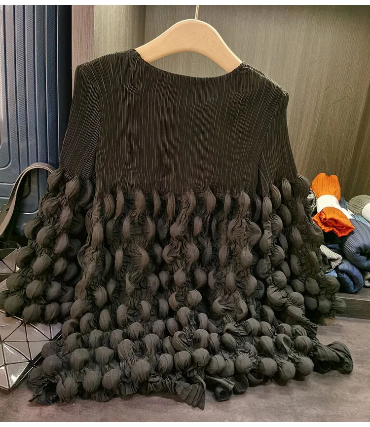 Elegant Lace Up Pleated Long Sleeve Coat for Women