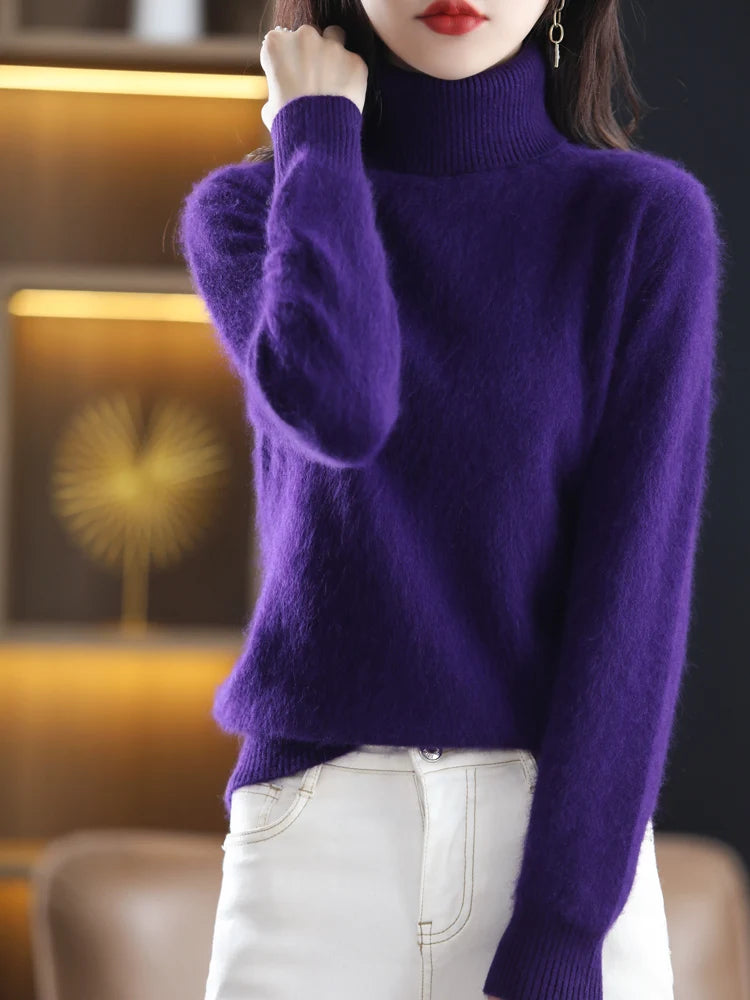 Soft Warm Knit Cashmere Turtleneck Sweater for Women