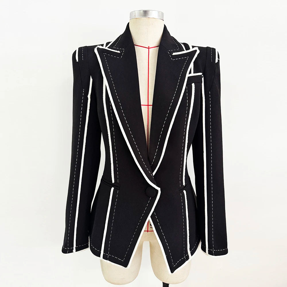 HIGH STREET Newest Fashion 2026 Designer Jacket Women's Fringed Tassel Slim Fitting Blazer