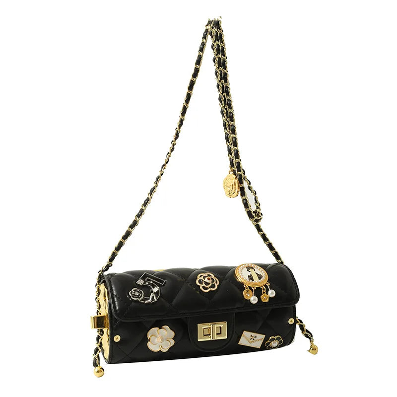 Textured Diamond Grid Crossbody Shoulder Bag for Women