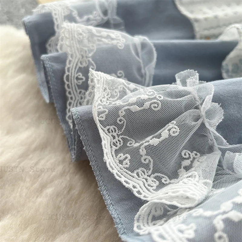 High-Waist Patchwork Lace-Up Skirt