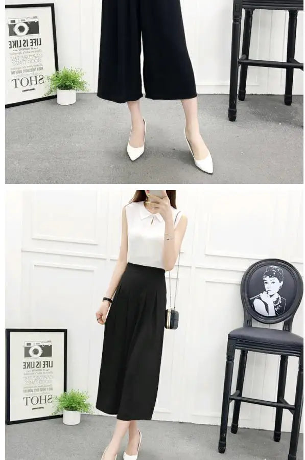 High Waist Pleated Wide Leg Cotton Linen Pants For Women
