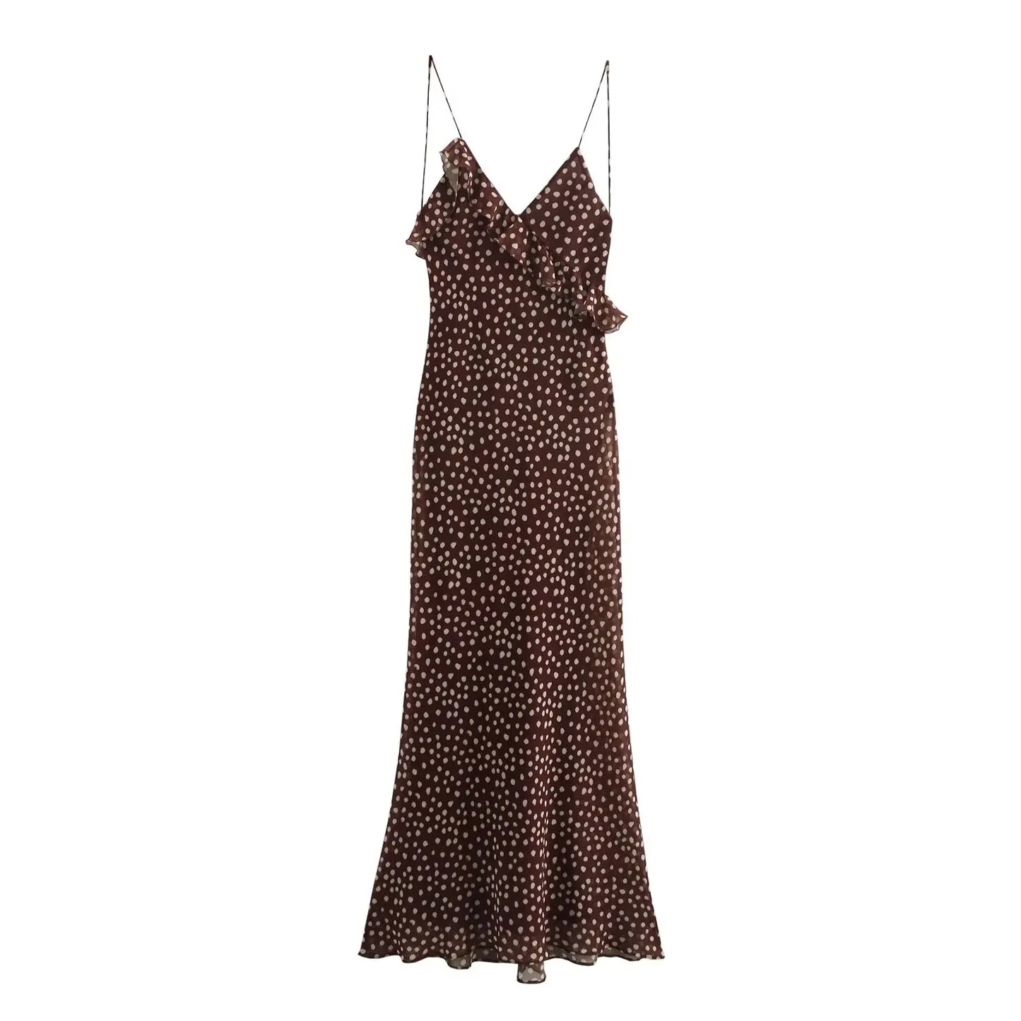Simple Retro Polka Dot Sleeveless Chiffon Dress for Women