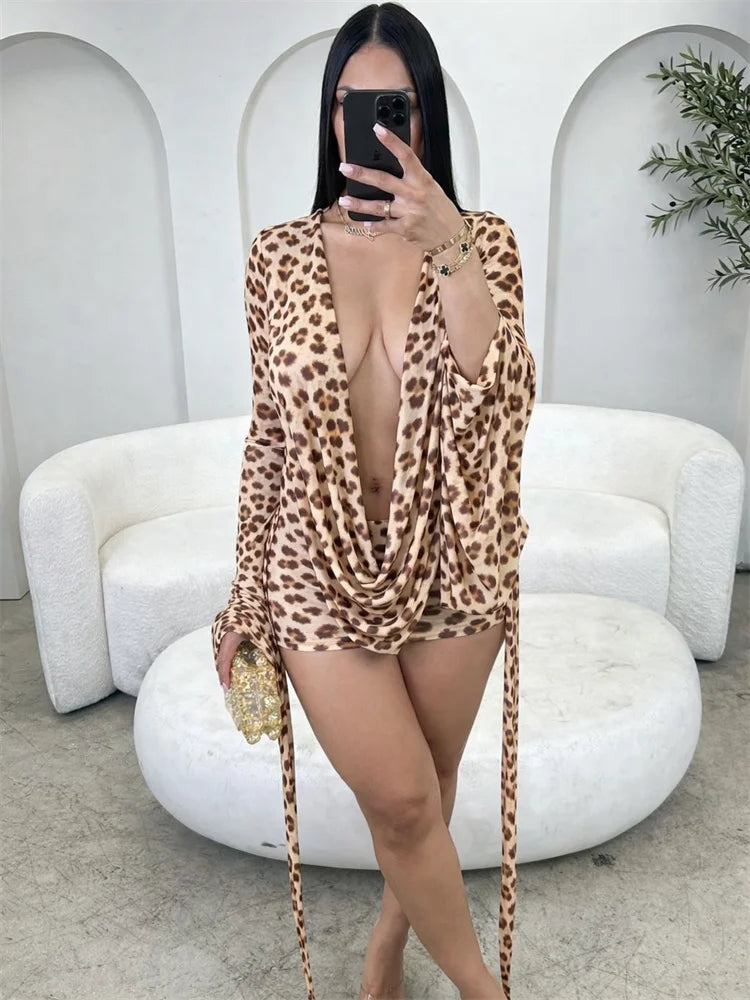 Sexy Polka Dot Backless Batwing Sleeve Dress for Women