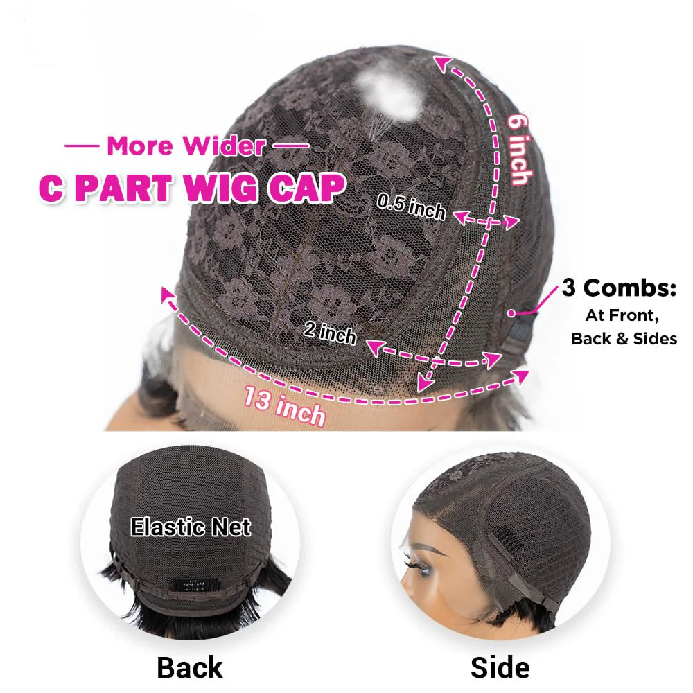 Layered Straight Pixie Cut Human Hair Lace Front Wig for Women