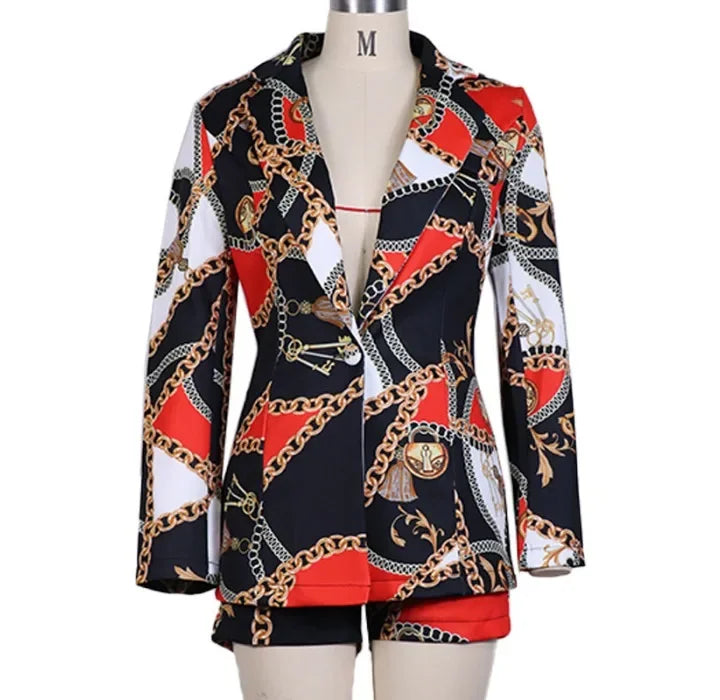 Shorts Suit 2 Piece Set for Womens Outifits 2024 Fall Winter Fashion Leopard Print Casual Long Sleeves Blazer Half Pants Suits