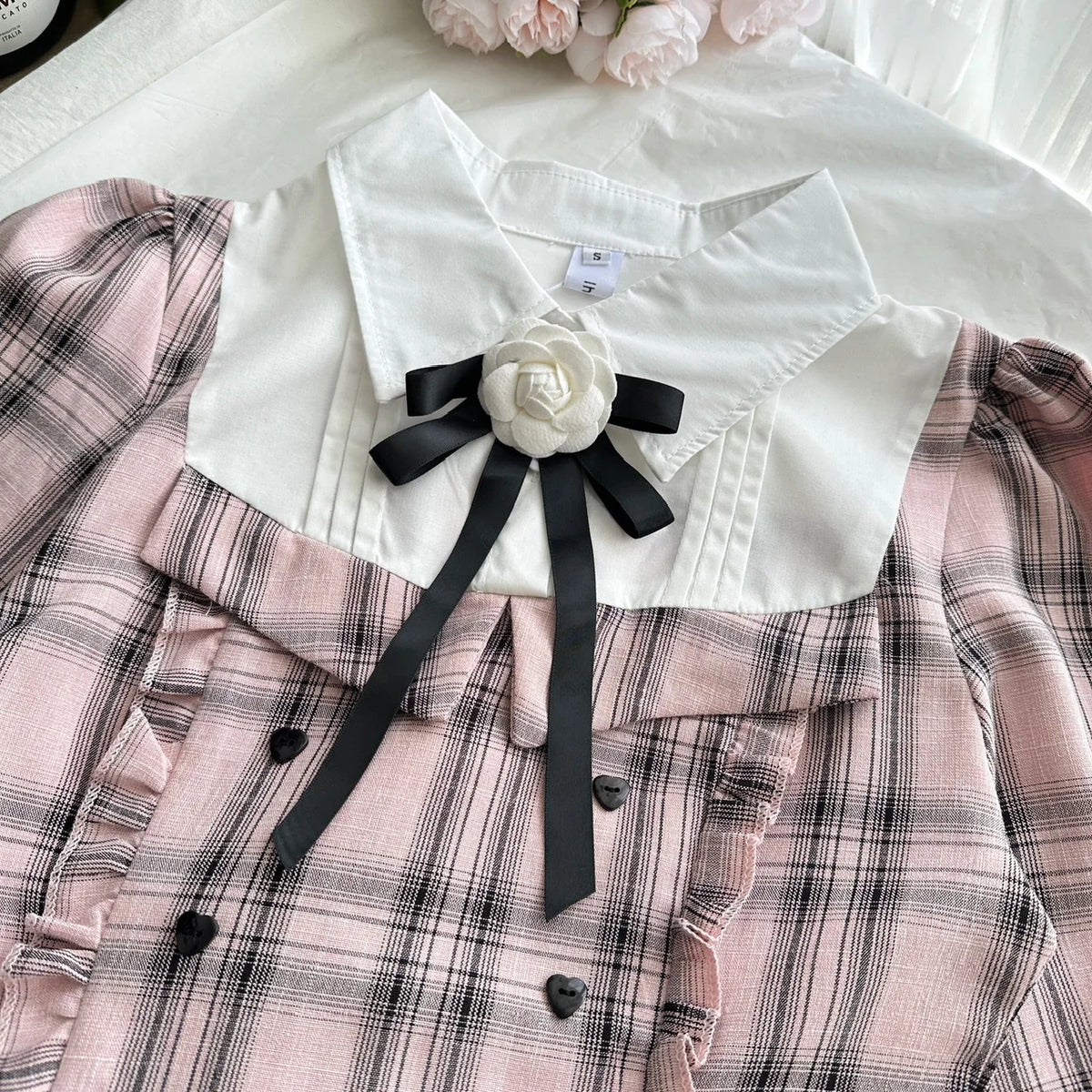 Pink Plaid Two Piece Uniform Set
