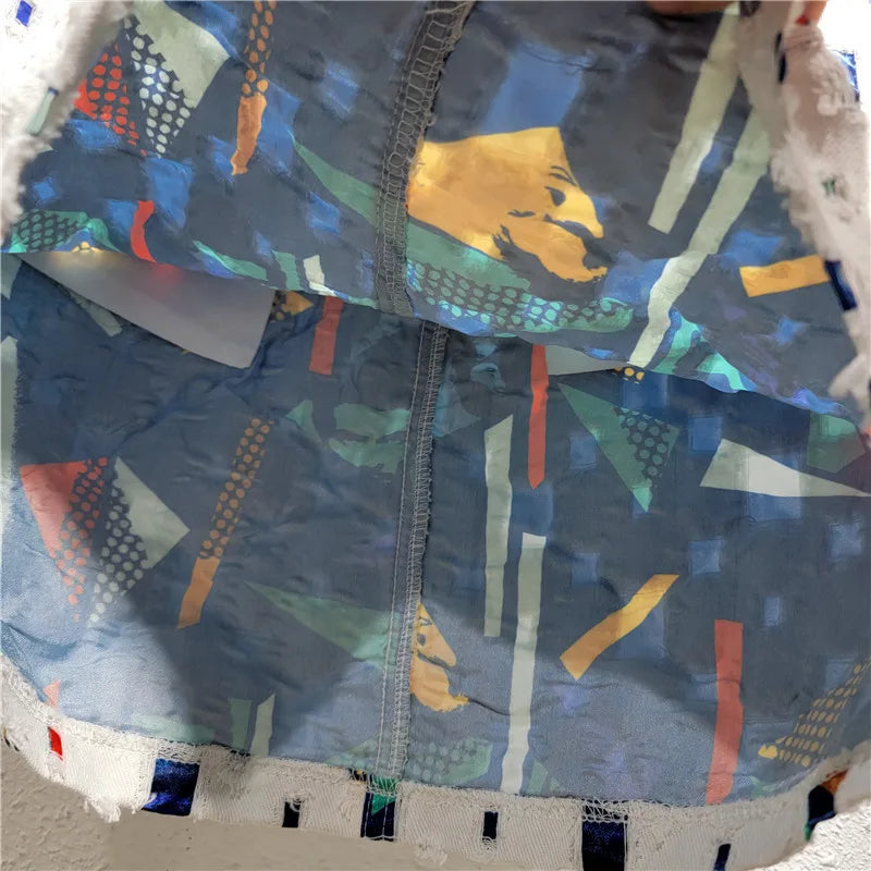 Design denim short skirt hip skirt a word 2024 new burned flower wear trend personalized niche women's clothing