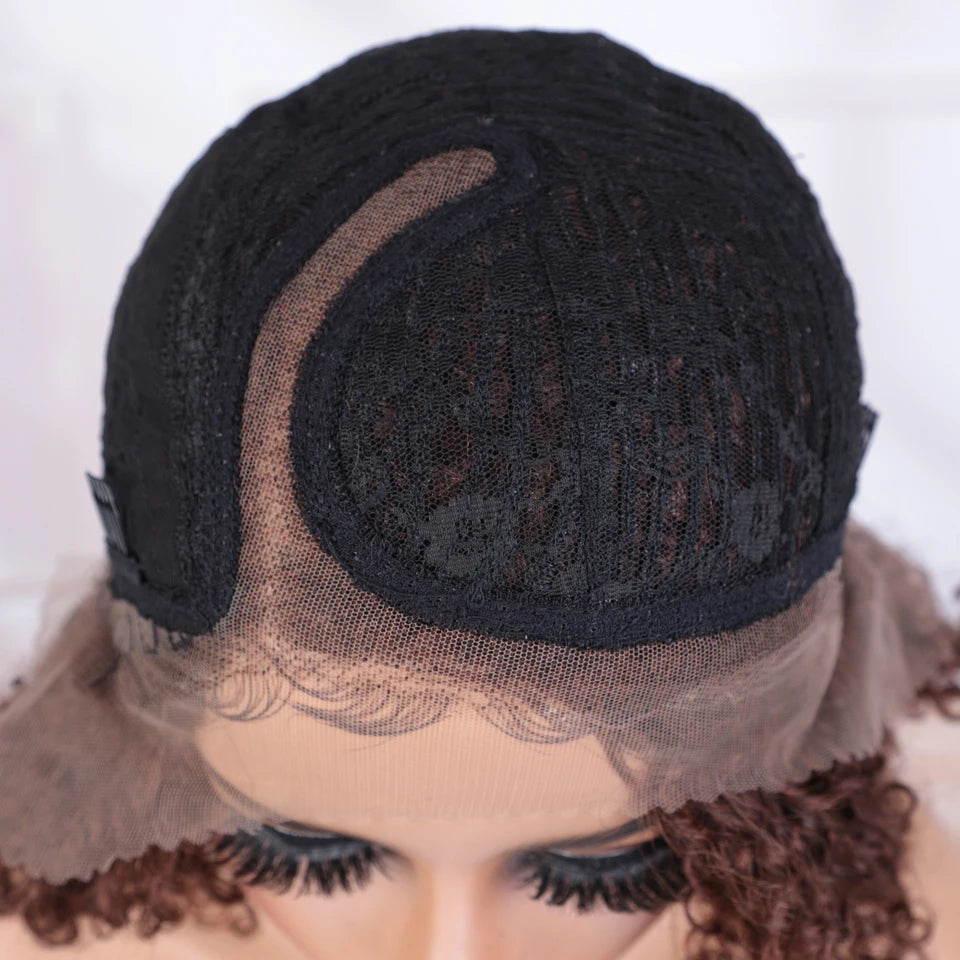 Short Curly Bob Lace Front Human Hair Wig for Women