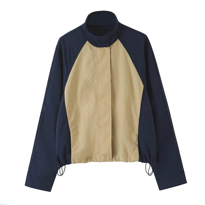 Color Block Two Piece Tracksuit With Cropped Jacket for Women