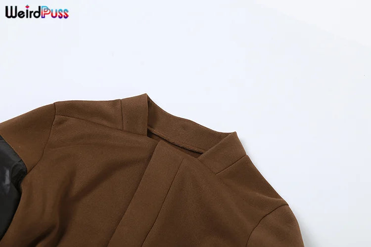 Casual Patchwork Zip Up Long Sleeve Jacket for Women