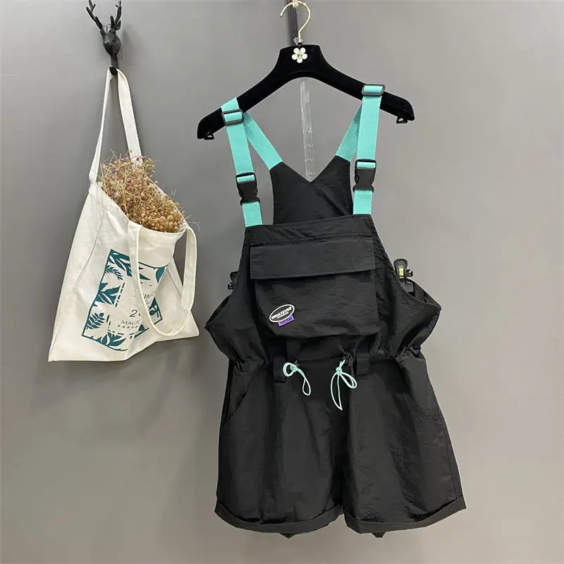 Casual Vintage Patchwork Drawstring Shorts for Women