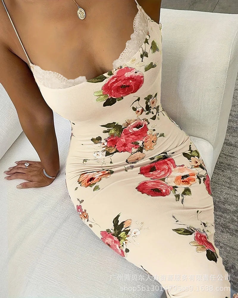 Lace Spliced Detail Camisole Dress
