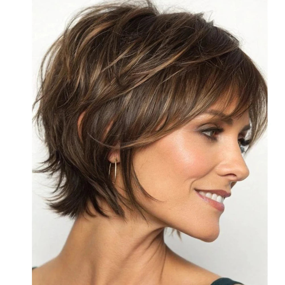 Straight Short Pixie Cut Remy Human Hair Wig For Women