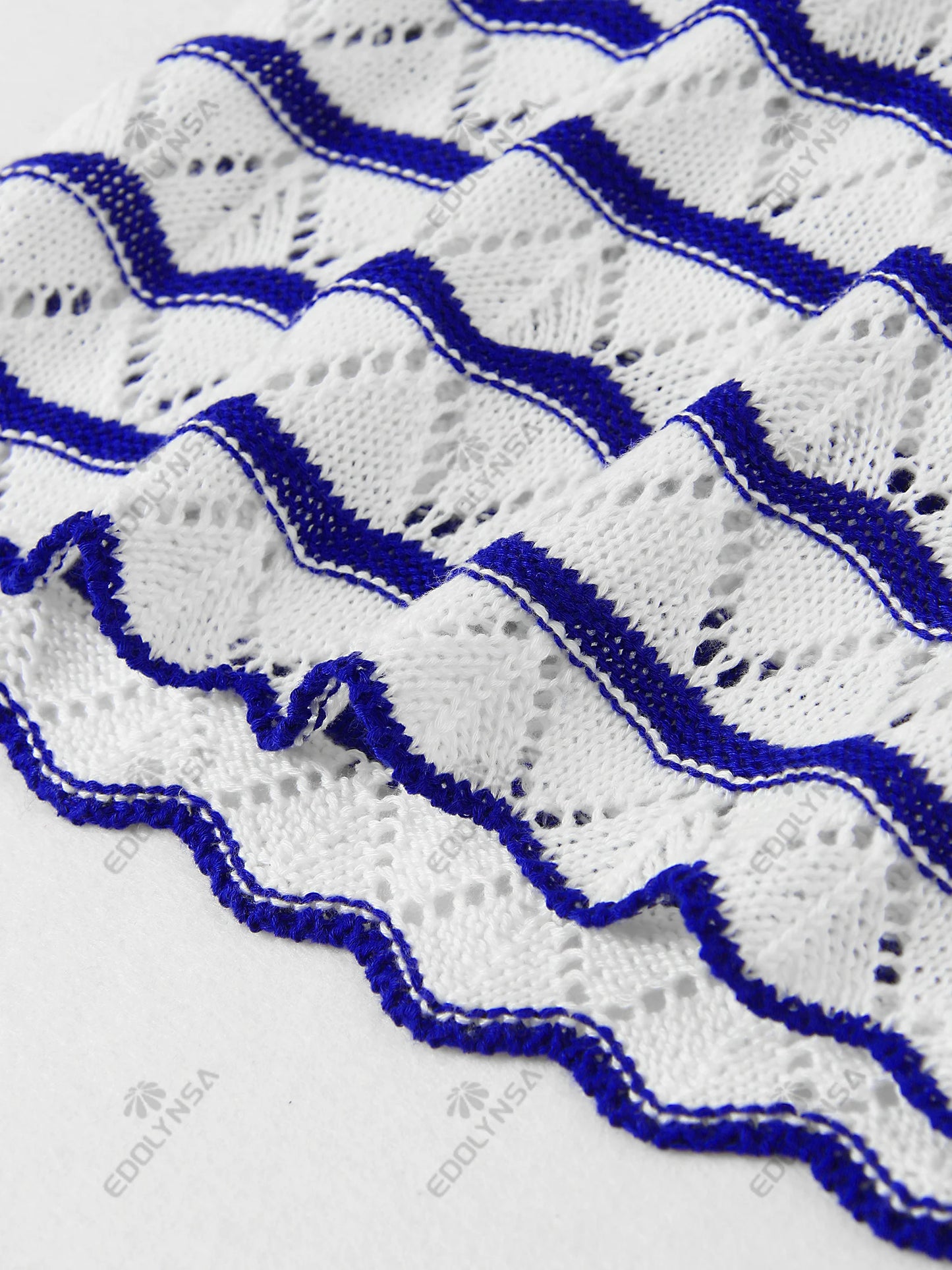 Sexy Boho Striped Chic V-neck Cut Out Bell Sleeve Knit Beach Mini Dress 2025 Summer Women Seaside Holiday Swimsuit Cover Up K123