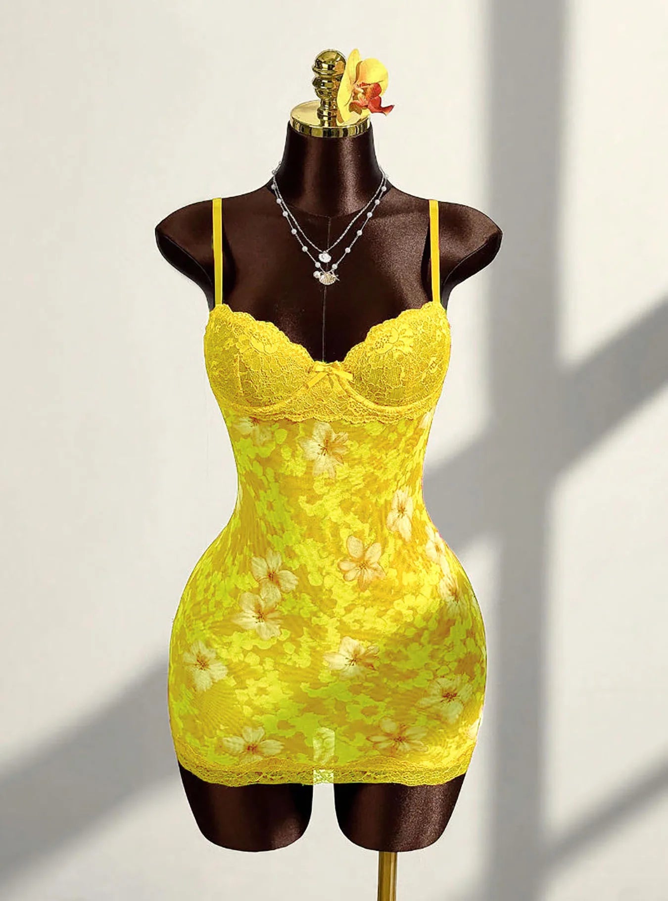 Leopard Print Lace Spaghetti Strap Bodycon Dress for Women