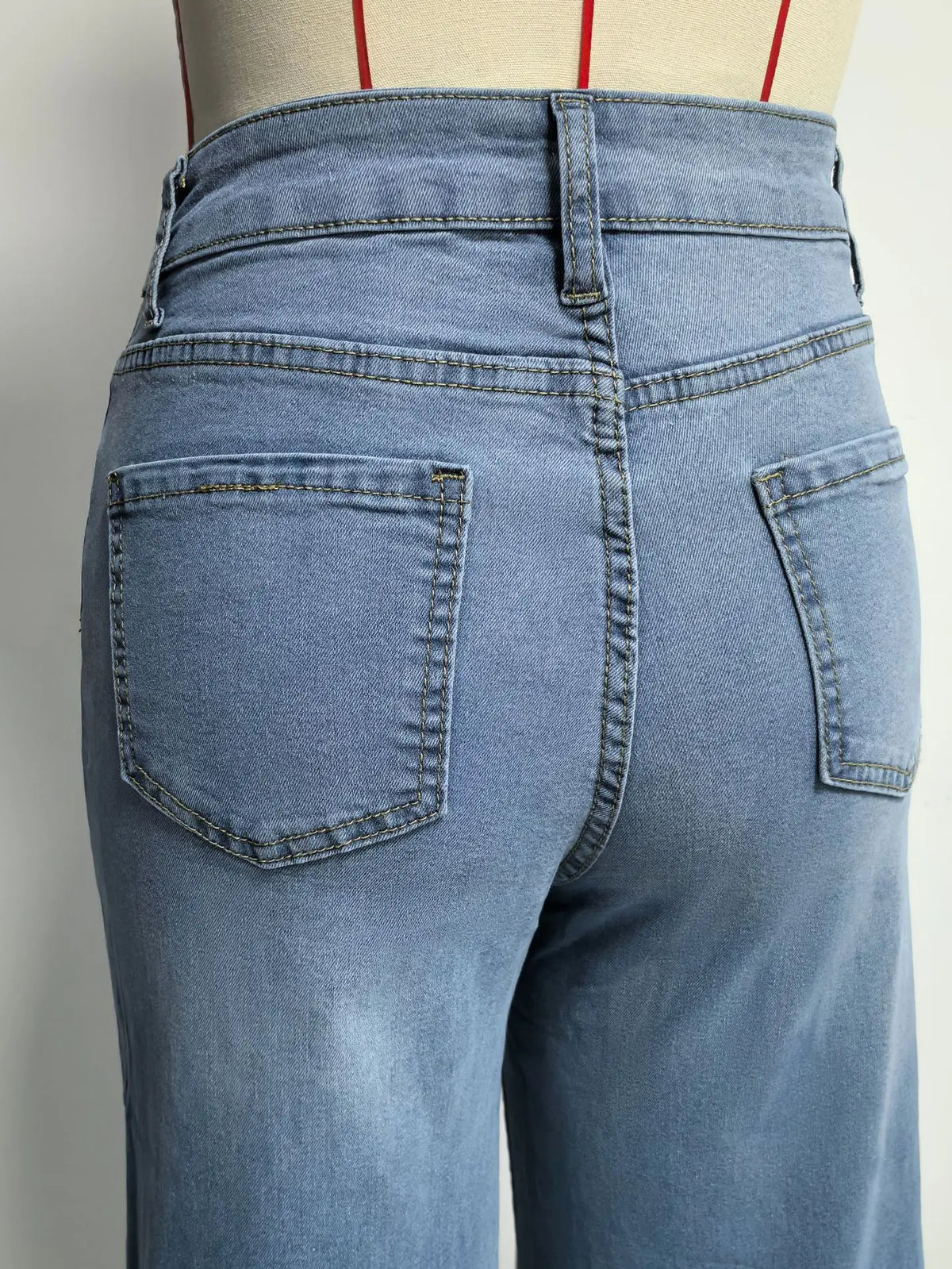 Distressed High Waist Wide Leg Jeans