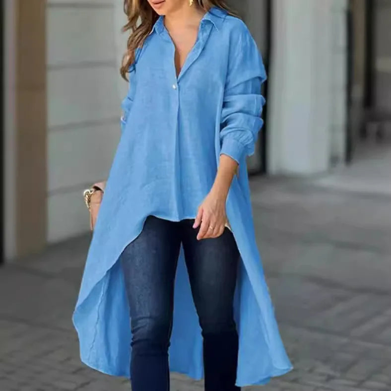 Long Sleeve Irregular Front Top