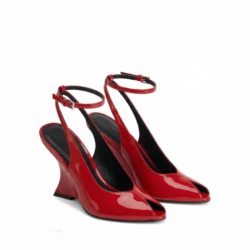 Elegant French Style Buckle Wedge Sandals for Women