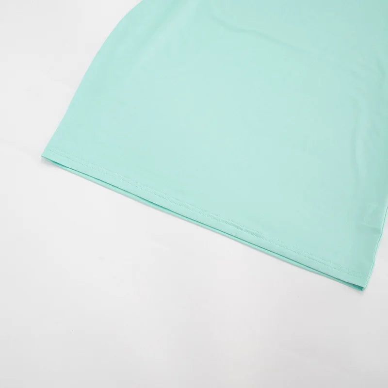 Blue V-Neck Short Sleeve Stretch Mini Dress for Women