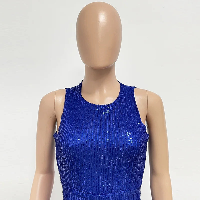 Elegant Shimmering Sequin Club Party Jumpsuit for Women