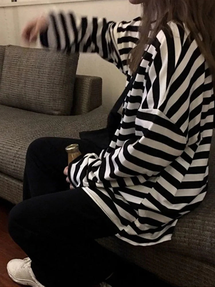 Striped Knit Long Sleeve Tee
